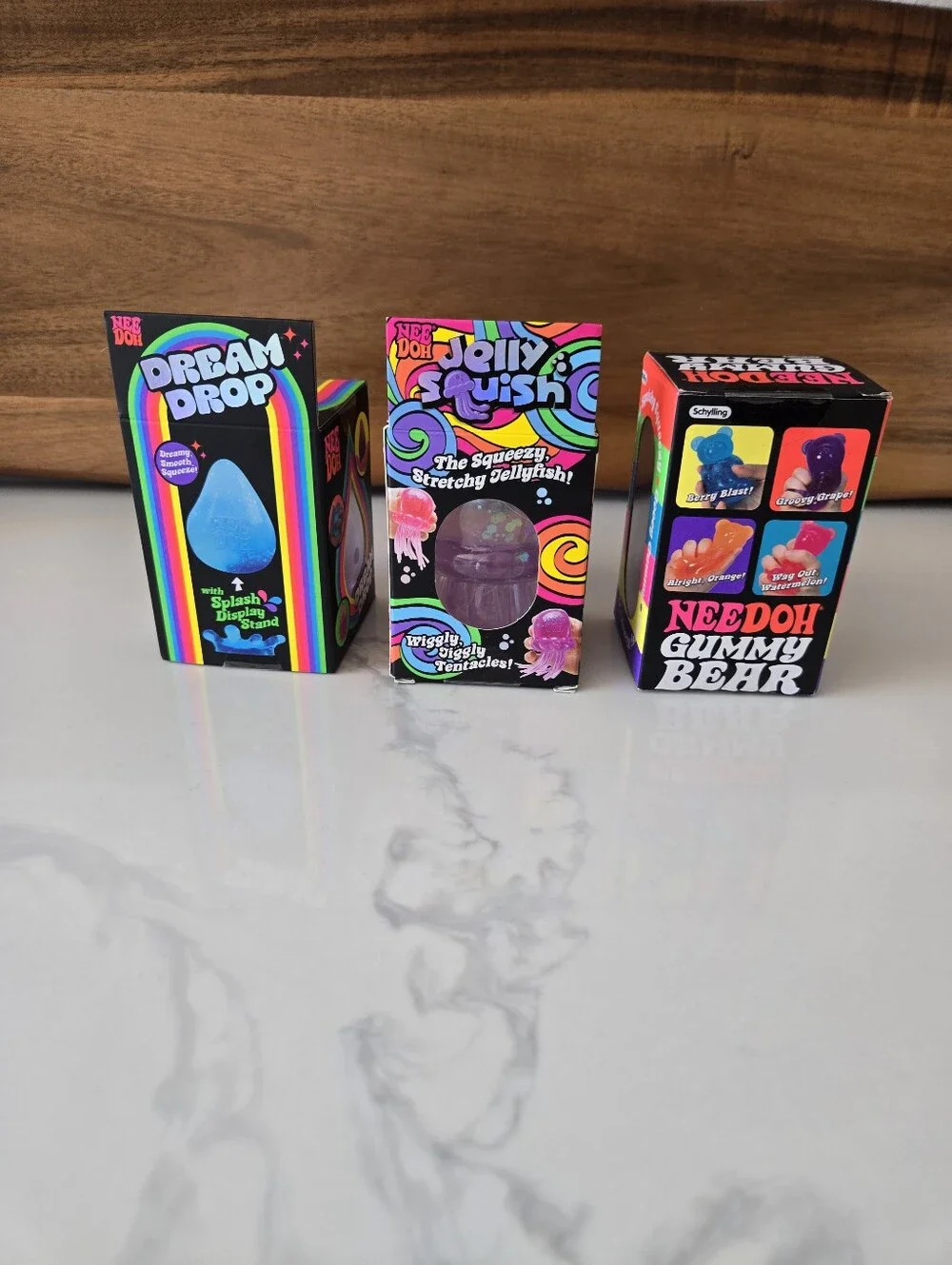 NIB Purple NeeDoh Fidget Toy Lot of 3 - Dream Drop, Jelly Squish & Gummy Bear